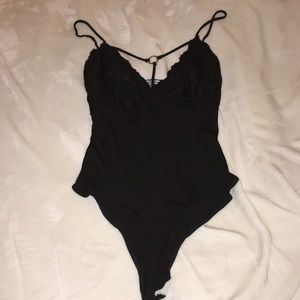 Super Cute Charlotte Russe Lace Black Bodysuit